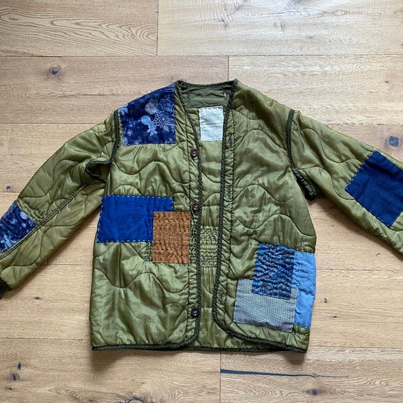 Vintage Army Liner with Japanese Patchwork (Sashiko) - Picture 1 of 8